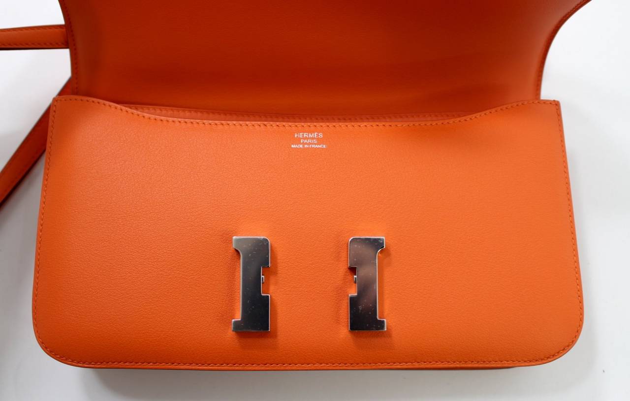 who makes birkin bags - Herm��s Orange Swift Leather Constance Elan CrossBody Shoulder Bag ...