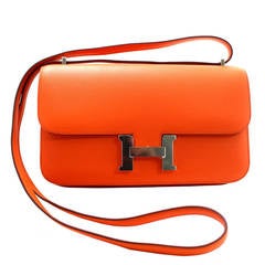Hermès Orange Swift Leather Constance Elan CrossBody Shoulder Bag