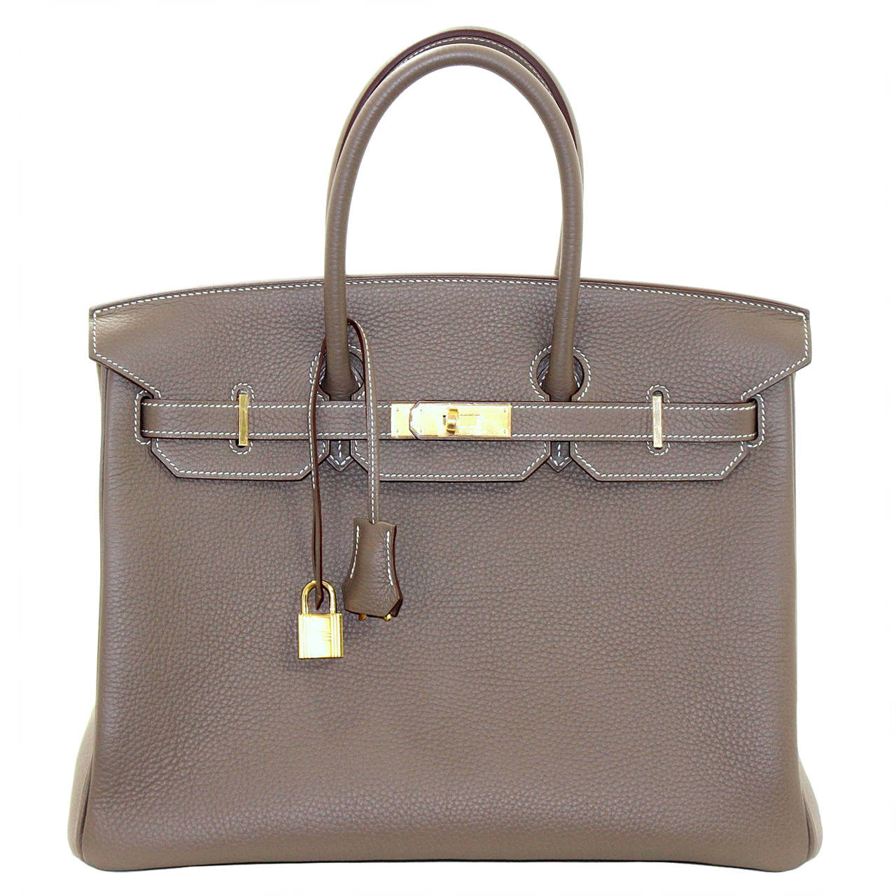 Hermes Birkin Bag in Etoupe Taupe color Togo with Gold, 35 cm size at  1stDibs