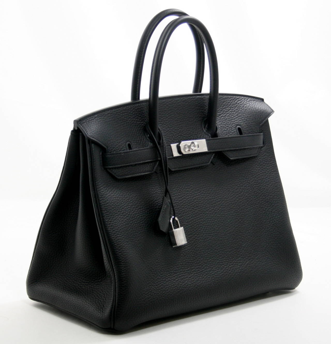 Women's Hermes Birkin Bag- Black Clemence Palladium, 35 cm