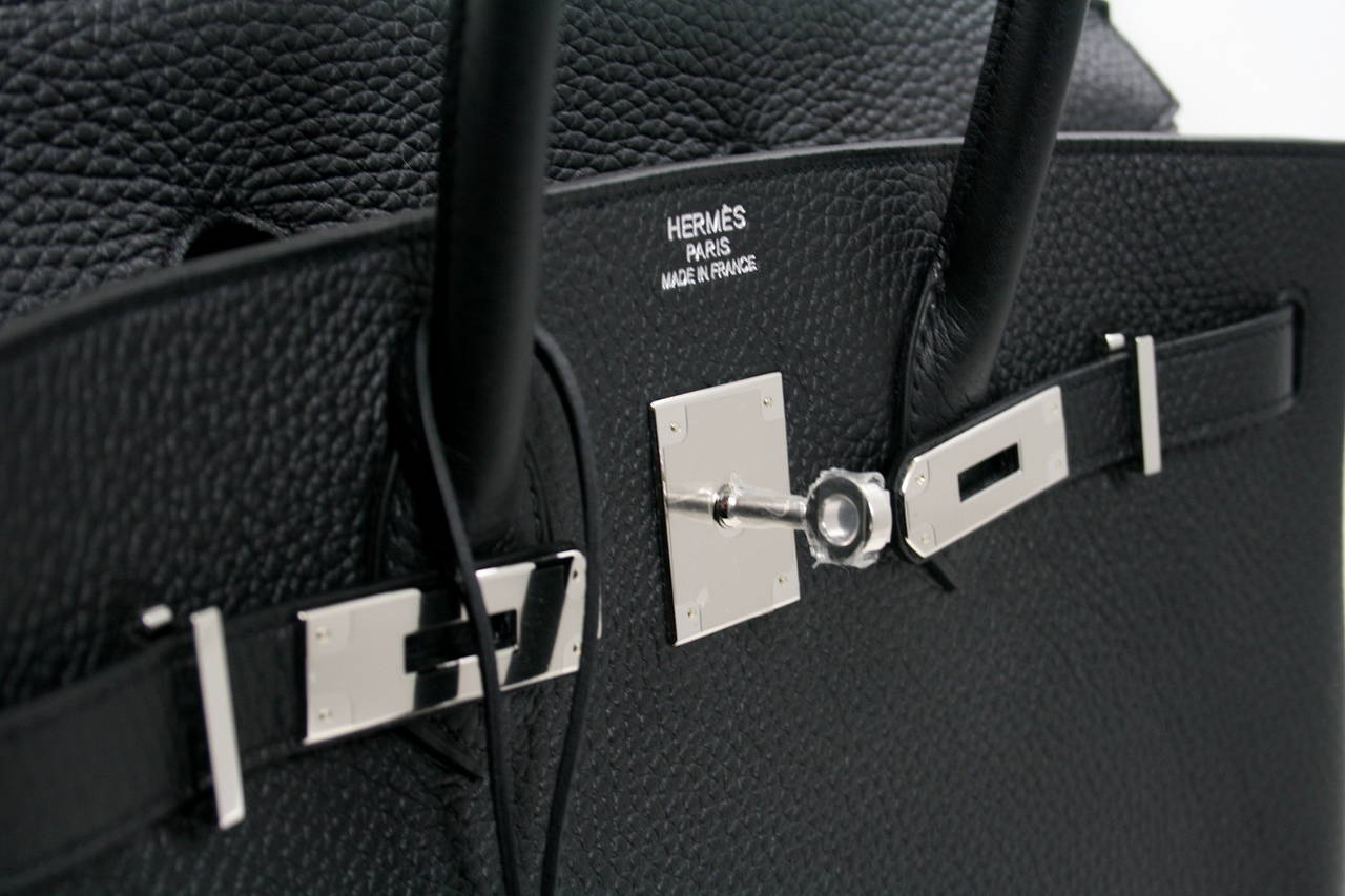 Hermes Birkin Bag- Black Clemence Palladium, 35 cm at 1stdibs  