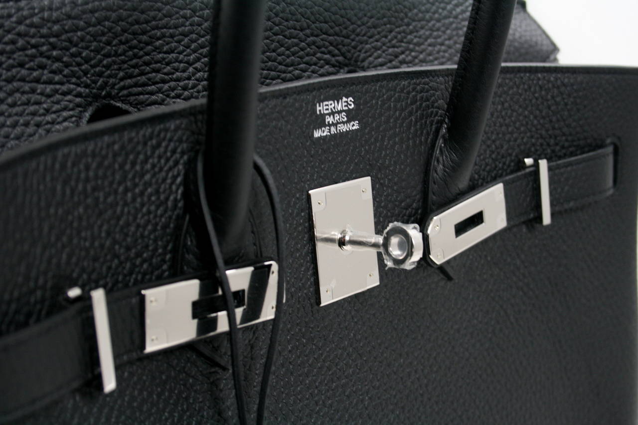 Hermes Birkin Bag- Black Clemence Palladium, 35 cm 4