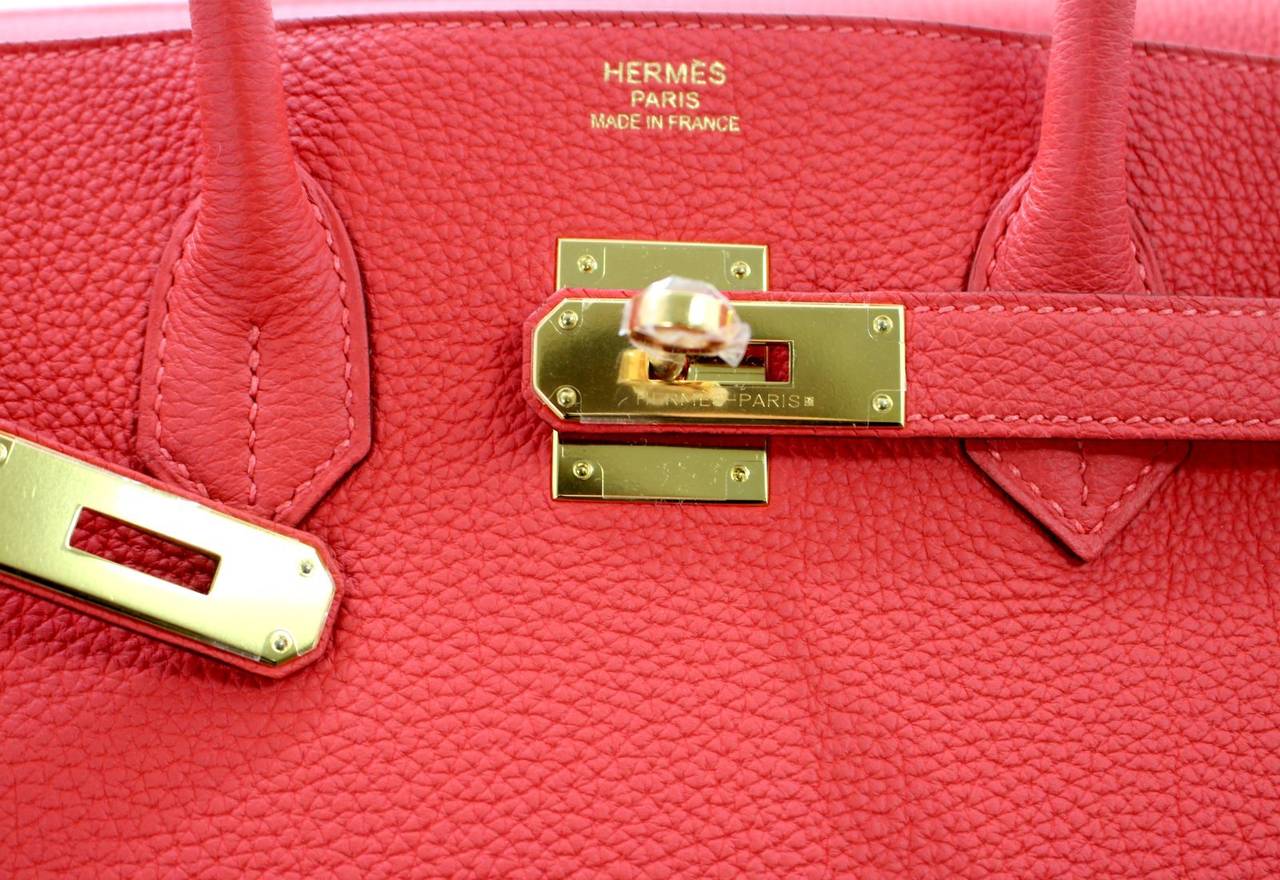 Hermes BIRKIN  35 cm in Rouge Pivoine Togo with Gold Hardware, new red 3