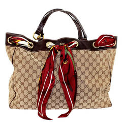 Gucci Positano Scarf Tote in Beige Canvas