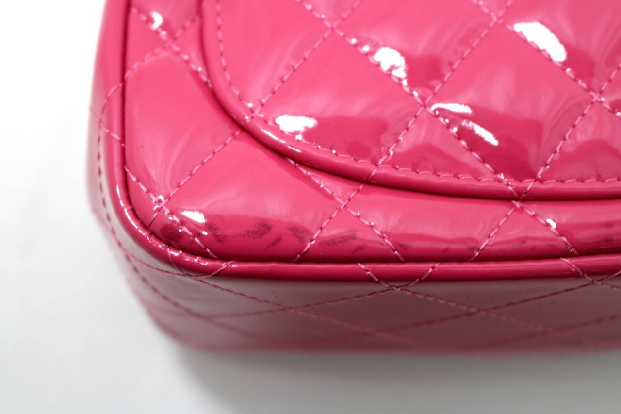 Chanel Pink Patent Mini Classic Flap Bag with Silver HW 2