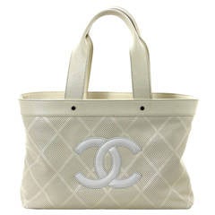 Chanel Vanilla Perforated Leather Large Tote Bag