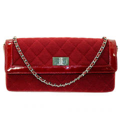 Chanel Red Jersey and Patent Leather East West Bag