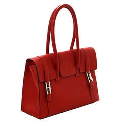 Hermes Vermillion RED Goat Skin Drag Bag 27 cm