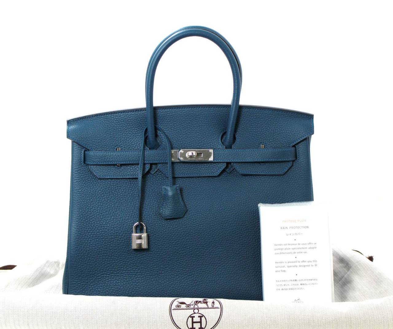 Hermes Birkin Bag in Blue Colvert Togo with Palladium 35 cm 6