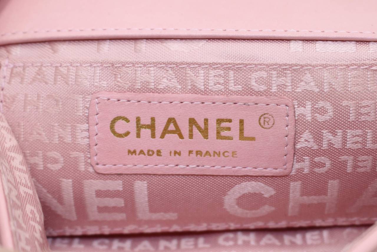 Chanel Pink Lambskin Chocolate Bar Quilted Camellia Bag 5