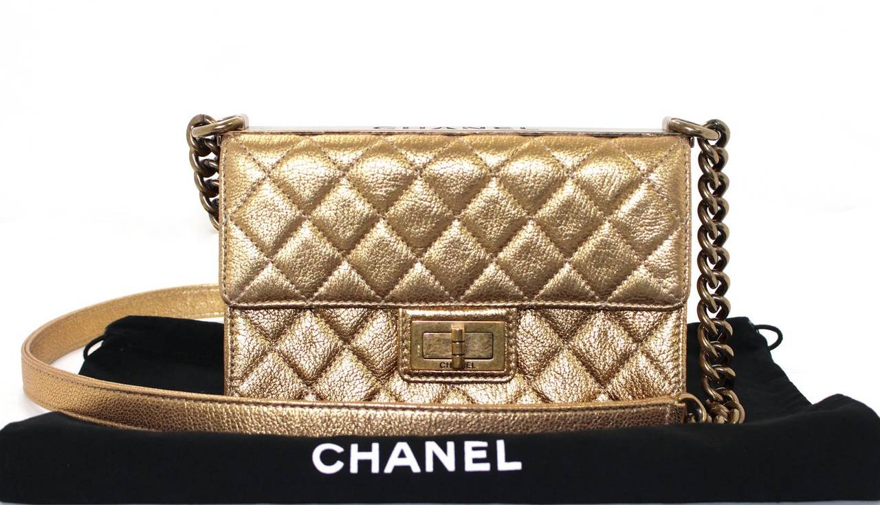 Chanel Small Rita Flap Bag in Gold Metallic Leather 4