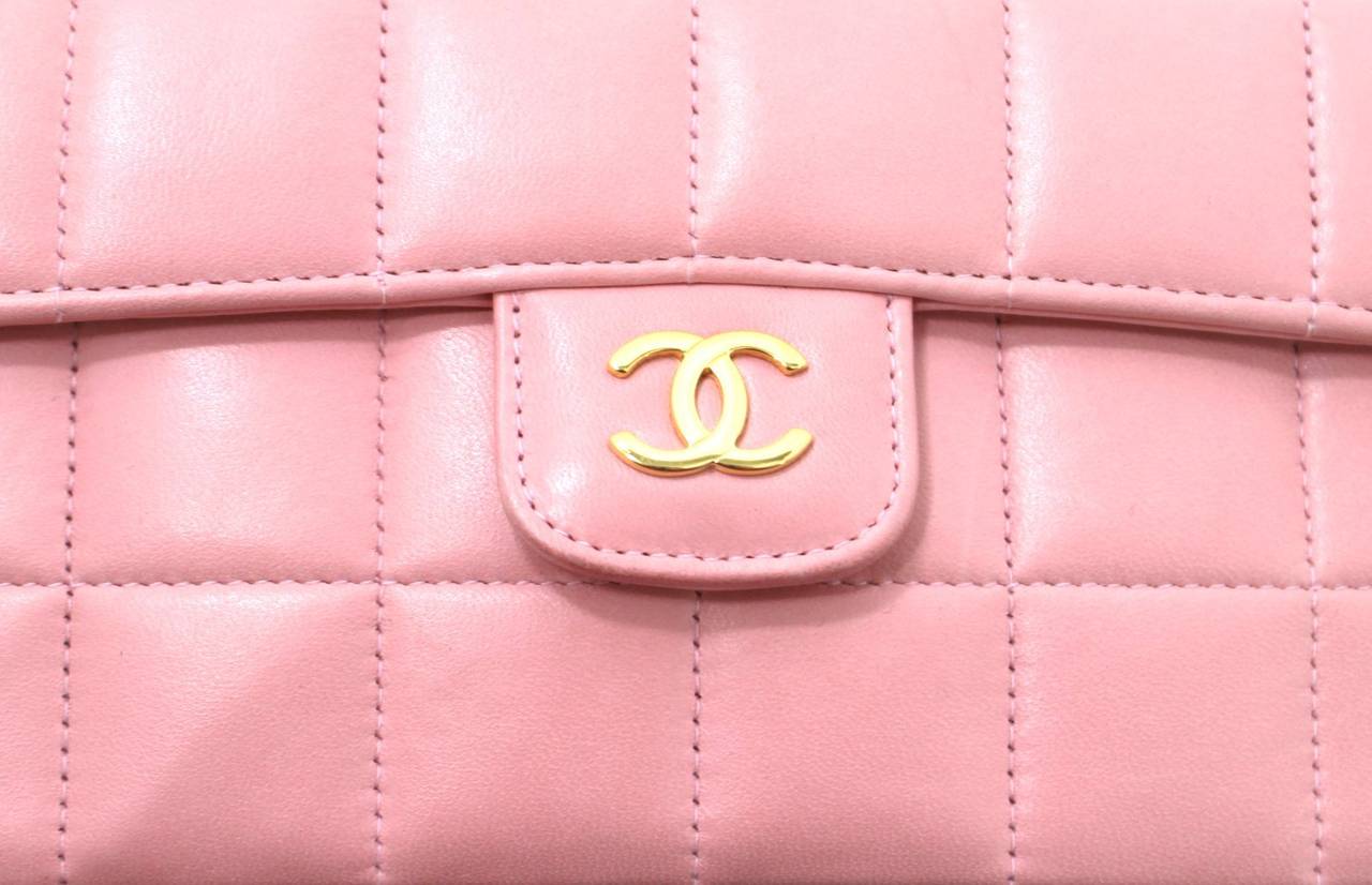 Chanel Pink Lambskin Chocolate Bar Quilted Camellia Bag 1
