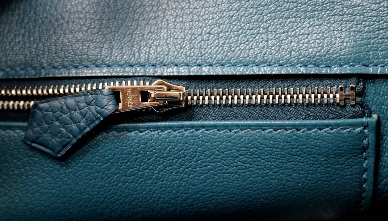 Hermes Birkin Bag in Blue Colvert Togo with Palladium 35 cm 3