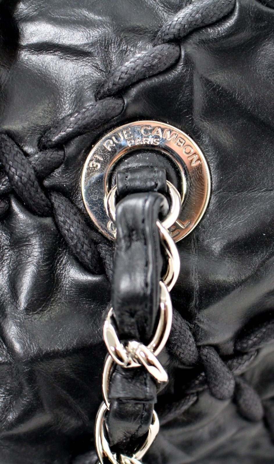 Women's Chanel Ultra Stitch Medium Shopper in Black Leather with Silver HW