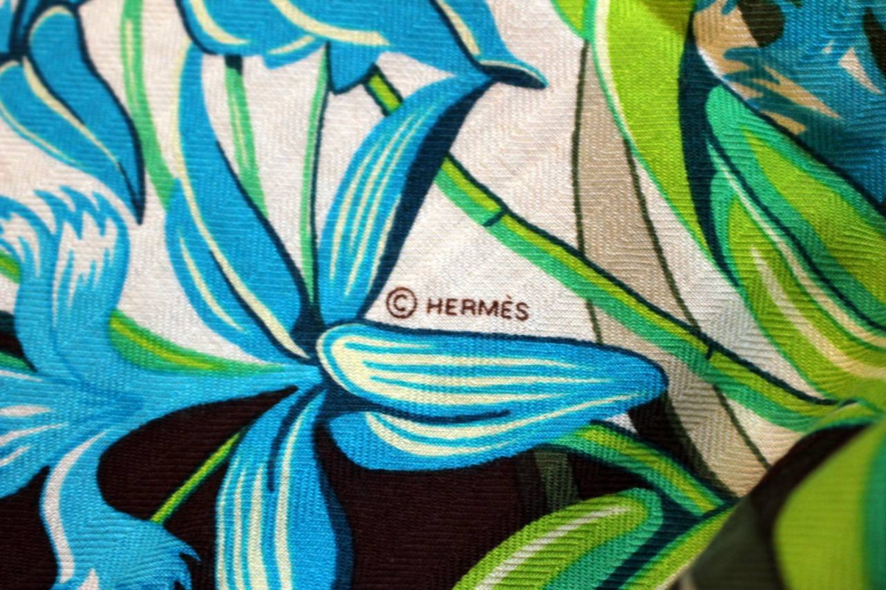 Hermes Flamingo Party Cashmere and Silk Shawl 140 GM size in White 2