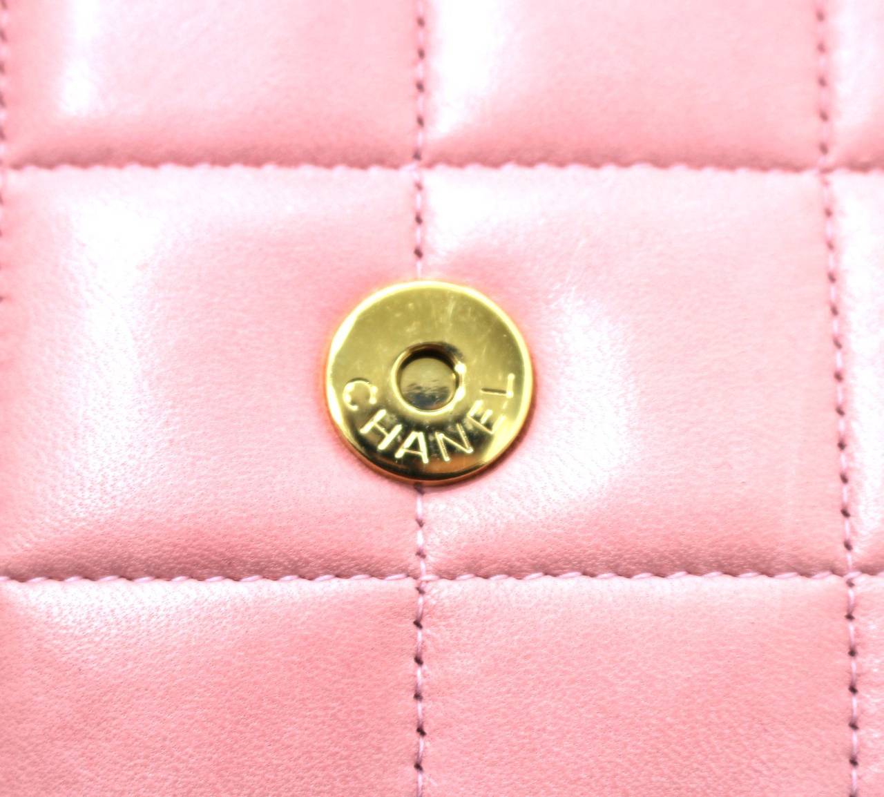 Chanel Pink Lambskin Chocolate Bar Quilted Camellia Bag 3