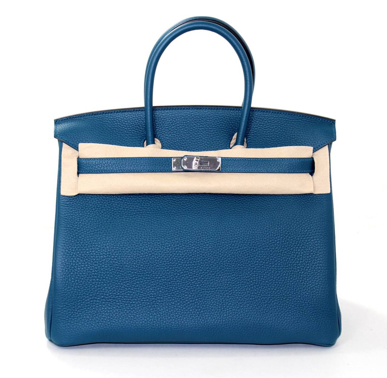 Hermes Birkin Bag in Blue Colvert Togo with Palladium 35 cm 5