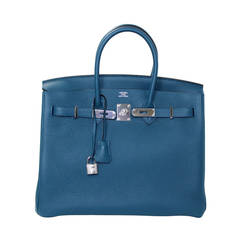 Hermes Birkin Bag in Blue Colvert Togo with Palladium 35 cm
