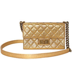 Chanel Small Rita Flap Bag in Gold Metallic Leather