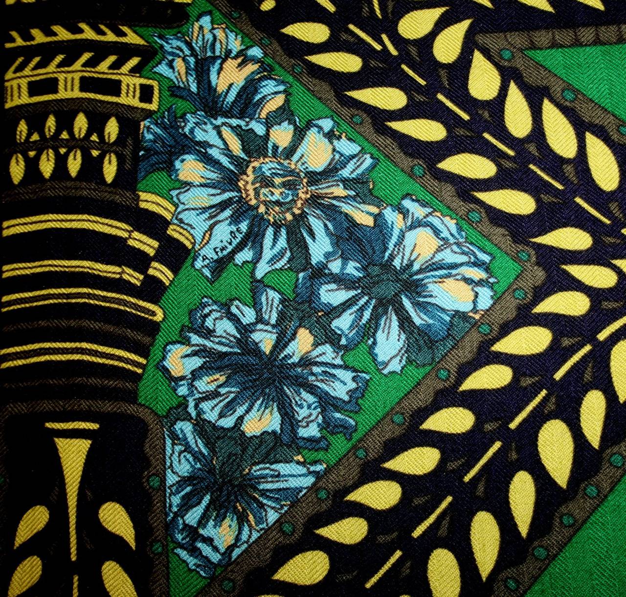 Hermes La Danse Du Cheval Shawl Scarf 140 cm in Green and Black 4