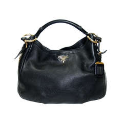 Prada Black Leather Zip Around Hobo.