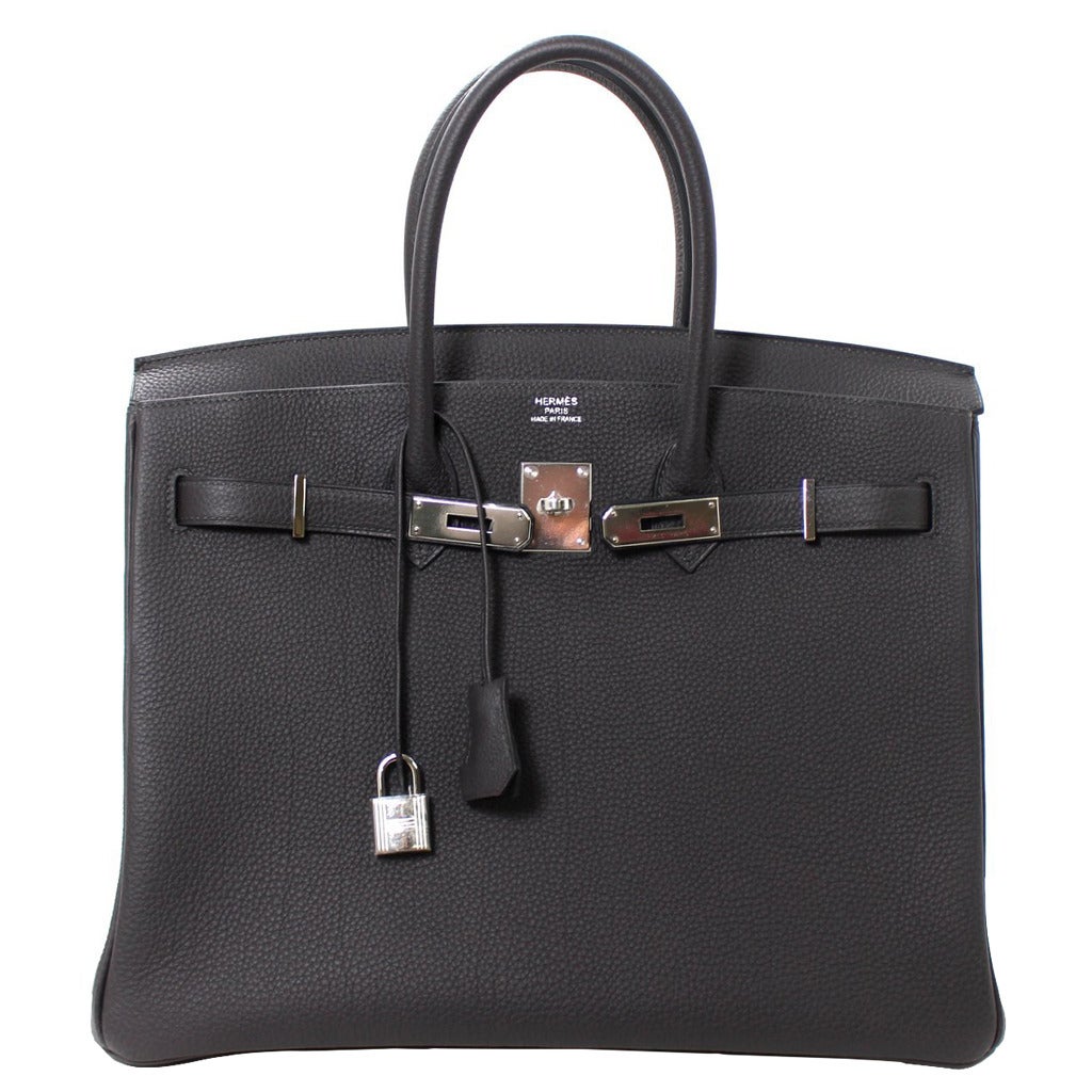 HERMES Birkin Bag Grey 35 cm size in Graphite Togo Leather at 1stdibs  