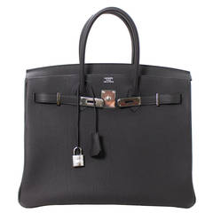 HERMES Birkin Bag Grey 35 cm size in Graphite Togo Leather