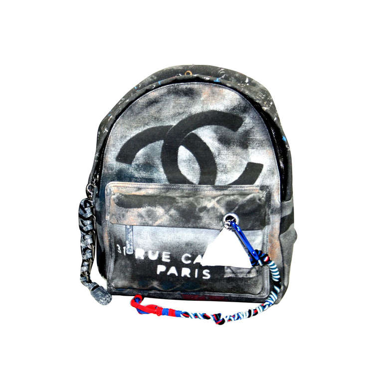 Chanel Small Black Graffiti Art School Backpack at 1stdibs