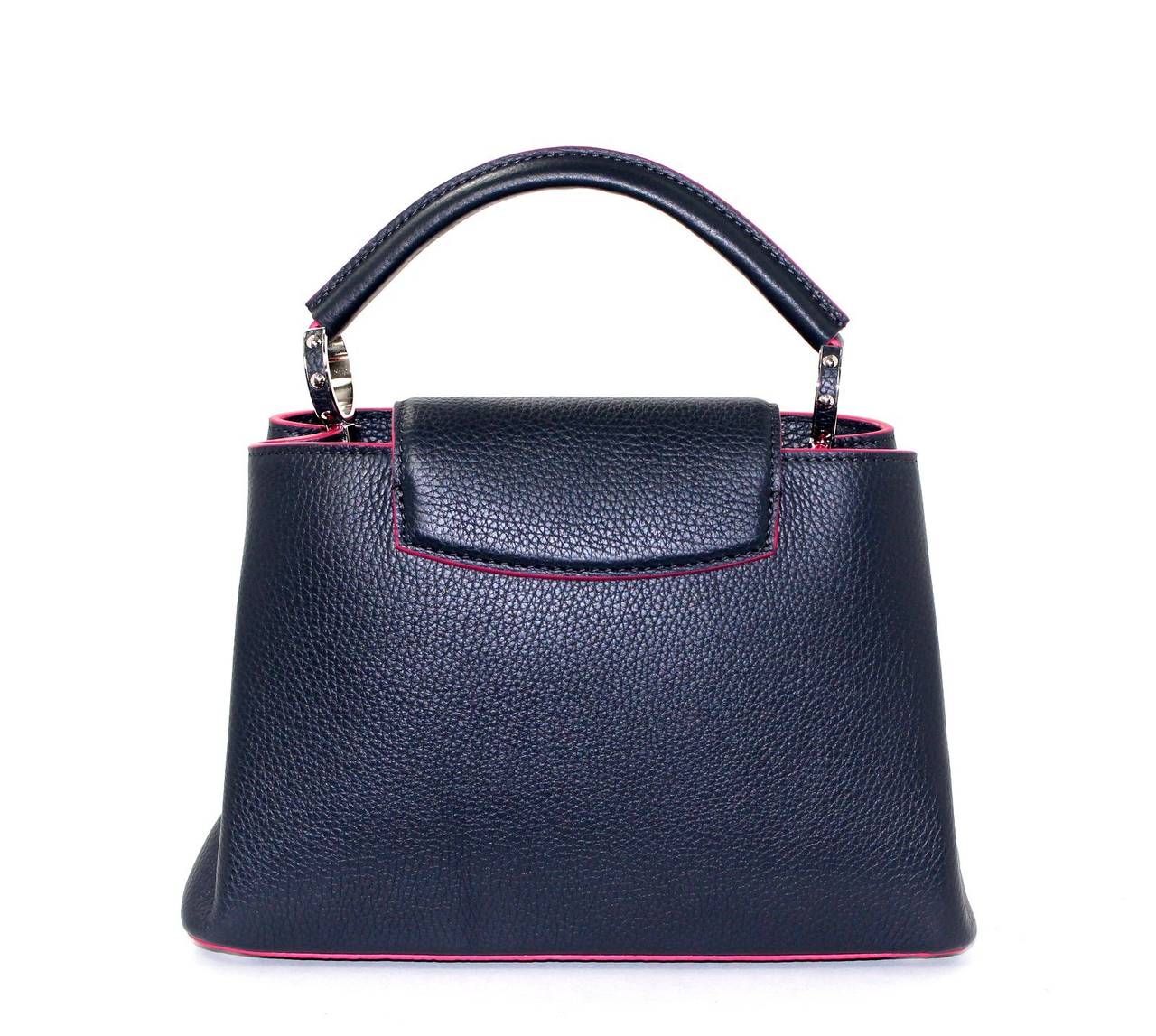Louis Vuitton Capucines BB Bag-  Navy Leather with Pink