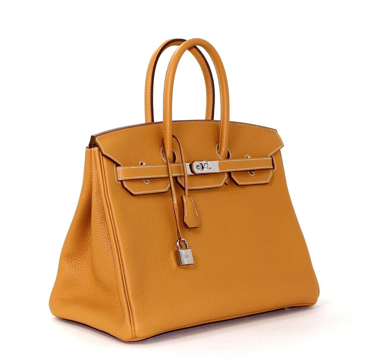 Hermes Fjord Leather Birkin Bag- 35 cm in Sable Brown with PHW In New Condition For Sale In New York City & Hamptons, NY