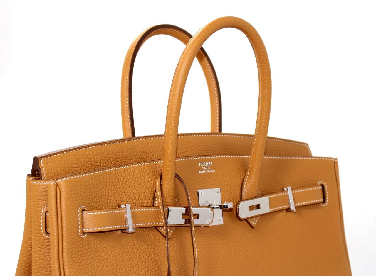 Hermes Fjord Leather Birkin Bag- 35 cm in Sable Brown with PHW For Sale 1