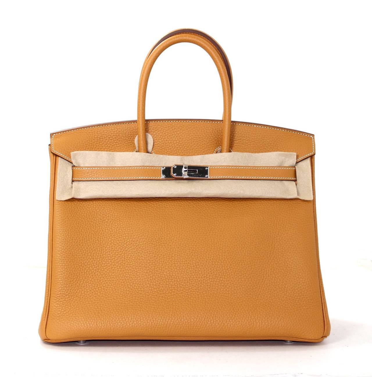 Hermes Fjord Leather Birkin Bag- 35 cm in Sable Brown with PHW For Sale 5