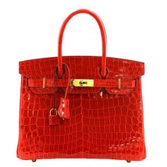 Hermes Birkin in Geranium Crocodile- 30 cm size RED GHW