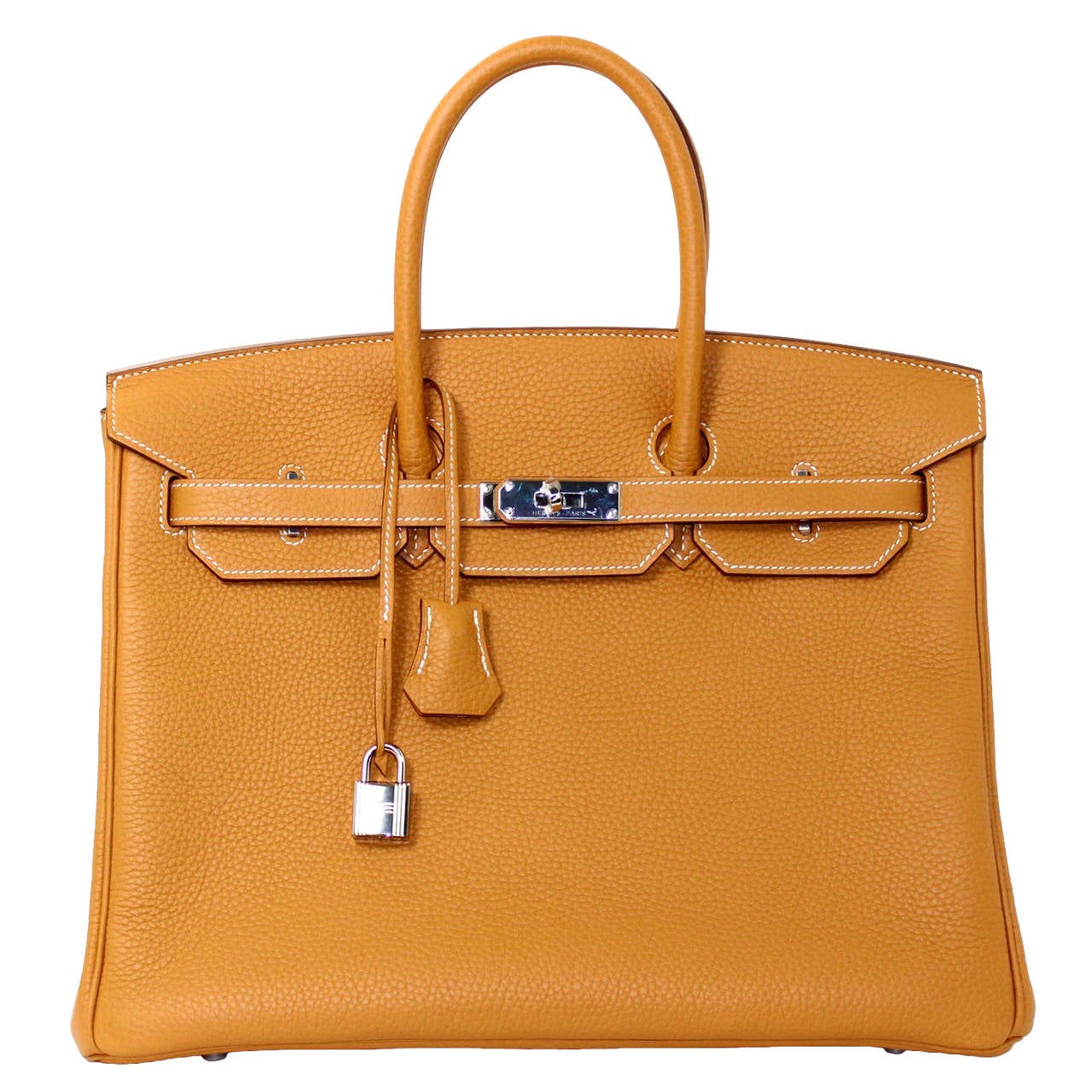 Hermes Fjord Leather Birkin Bag- 35 cm in Sable Brown with PHW For Sale