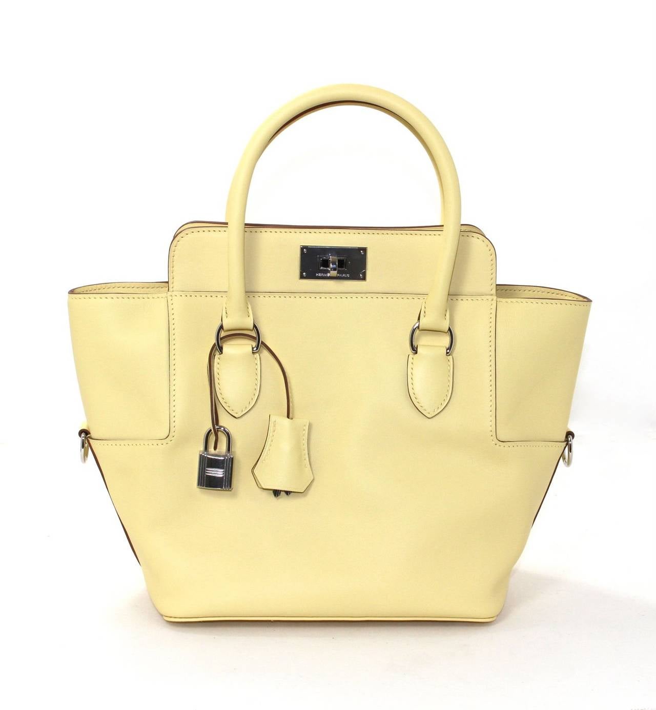 Hermes 20 cm Tool Box Tote in Yellow Swift Leather with Palladium