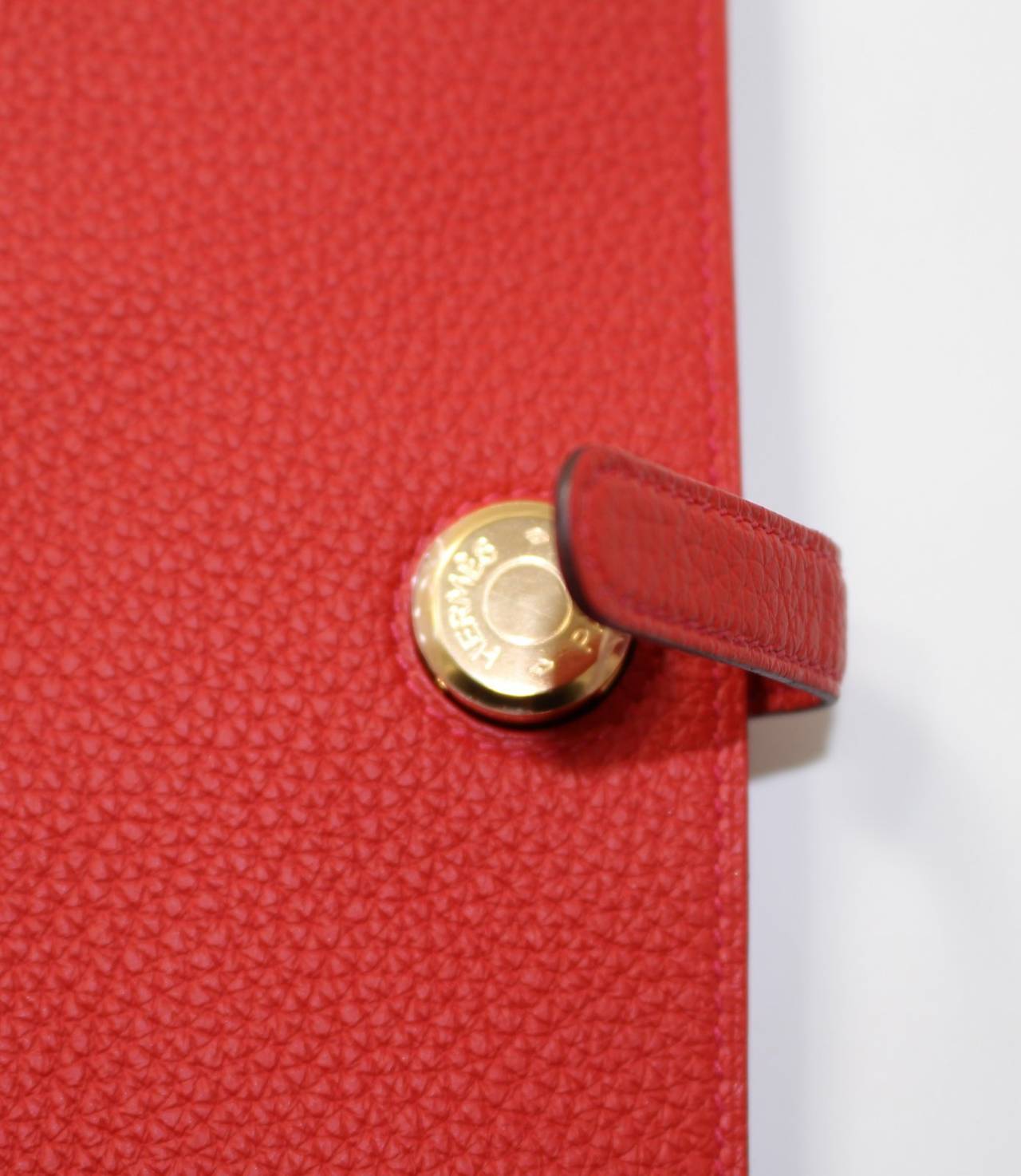 Hermes Vermillion Togo Leather Dogon Combined Wallet- RED color 2