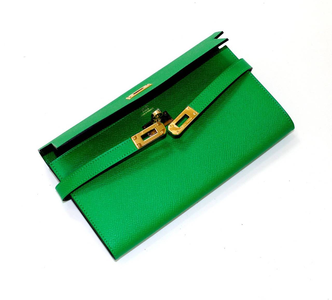 Hermes Green Epsom Bambou color Kelly Wallet-GHW 3
