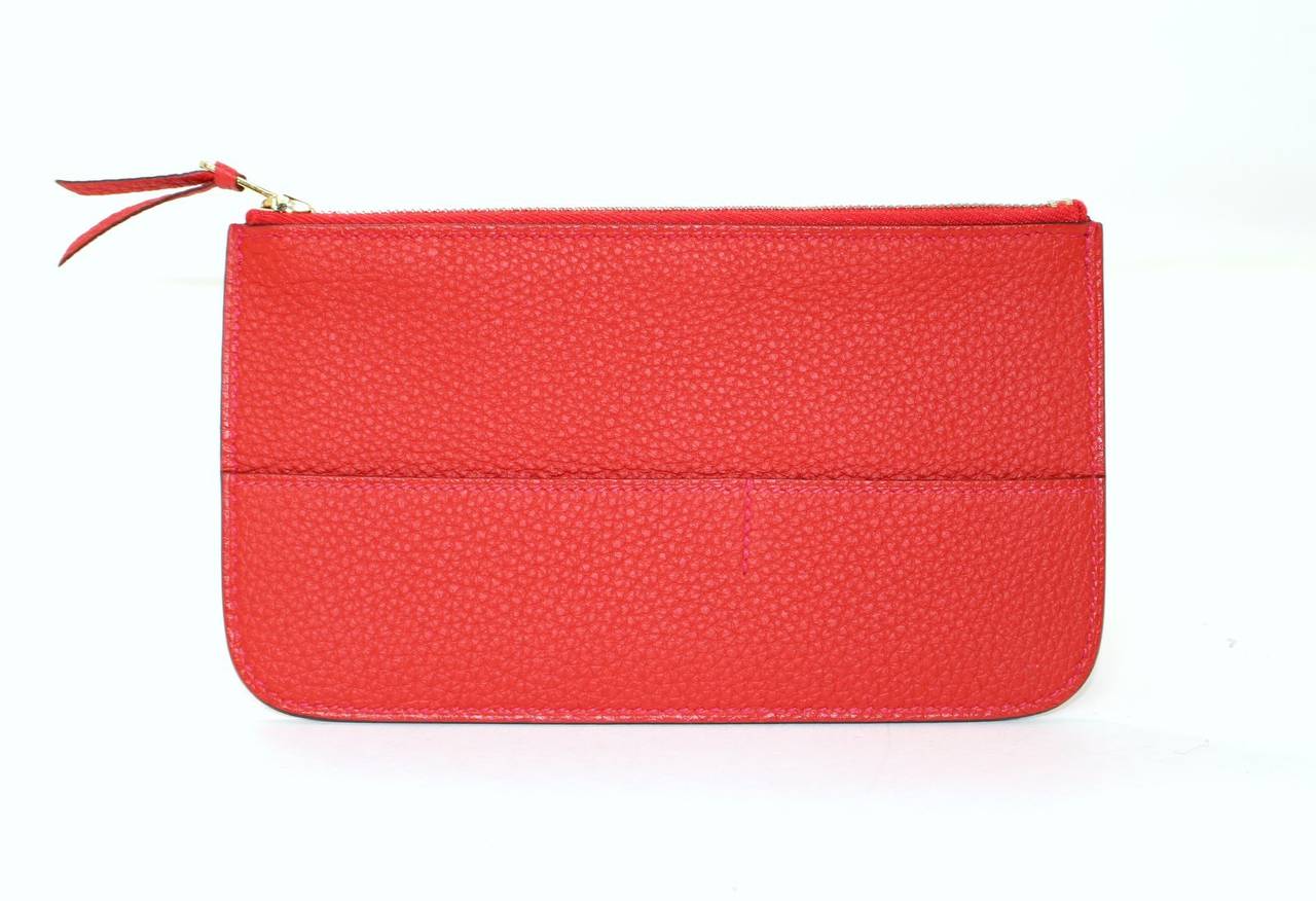 Hermes Vermillion Togo Leather Dogon Combined Wallet- RED color 4