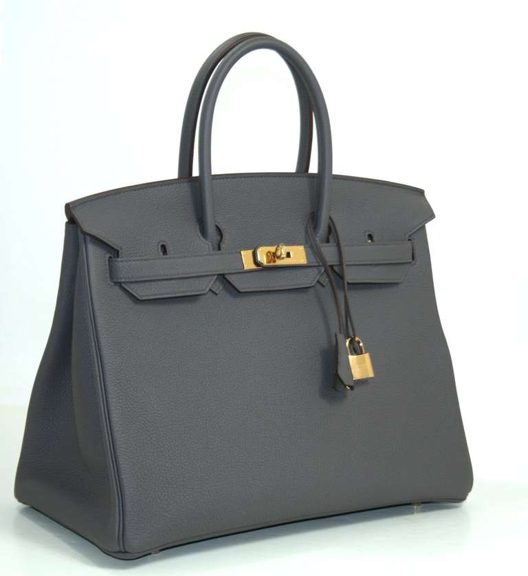 Hermès Etain Togo Leather Birkin with Gold Hardware In New Condition In New York City & Hamptons, NY