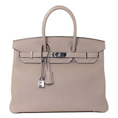Hermes Grey Togo Birkin Bag- Gris Tourterelle Palladium HW 35 cm