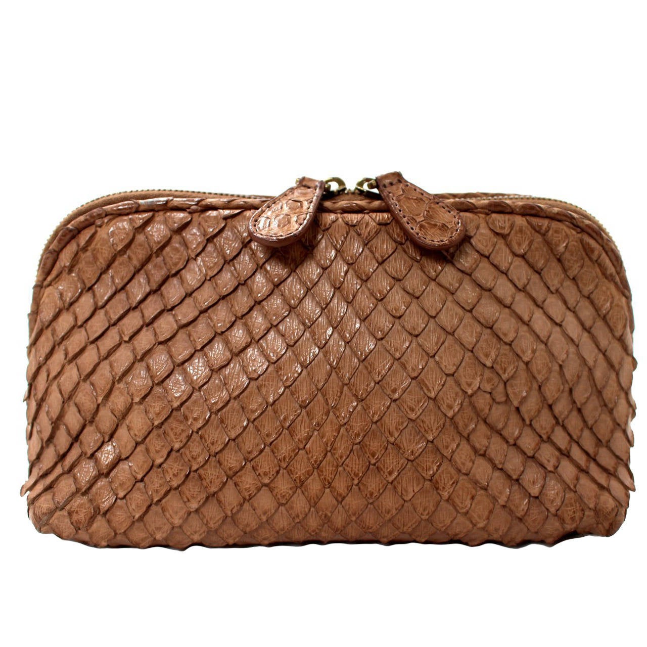 Bottega Veneta Cognac Python Skin Small Case