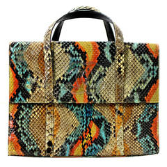 Vintage Chanel Multi Color Python Skin Satchel