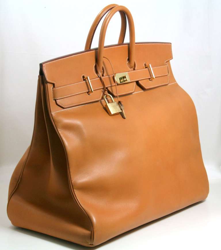 Hermès Vache Natural 50 cm HAC In Excellent Condition In New York City & Hamptons, NY