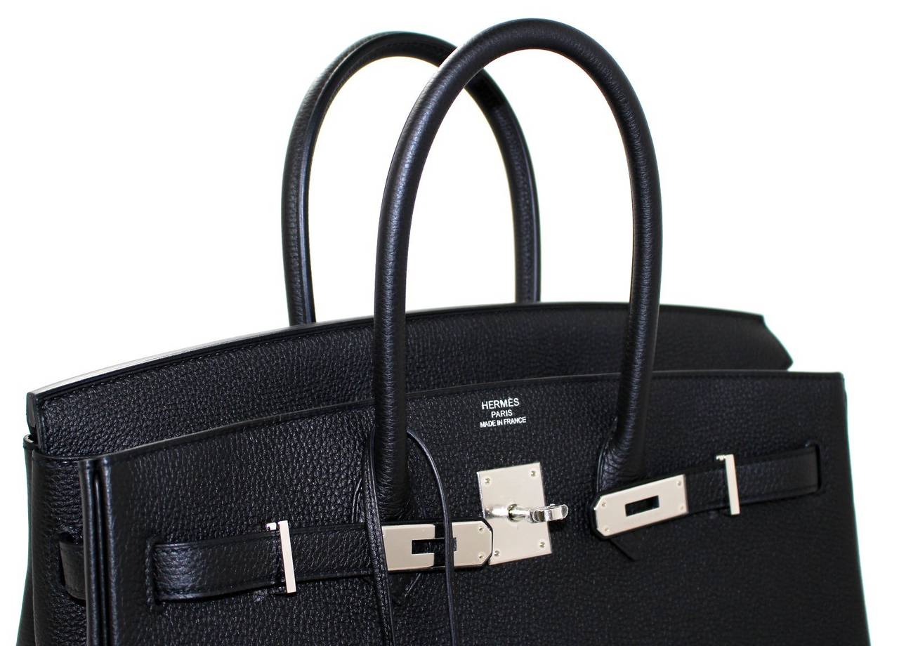 Hermes BLACK 35 cm BIRKIN BAG- Togo Leather PHW with T stamp at ...  