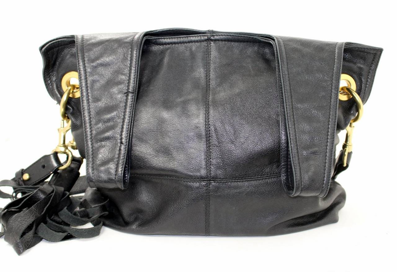 Givenchy Black Tasseled Leather Crossbody Hobo In Good Condition For Sale In New York City & Hamptons, NY