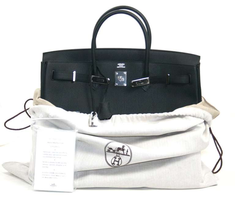 Hermes Birkin Bag in Black Togo with Palladium 40 cm size 6