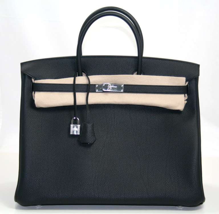 Hermes Birkin Bag in Black Togo with Palladium 40 cm size 5