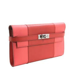 Hermes Kelly Long Flap Wallet- Flamingo and Coral Epsom