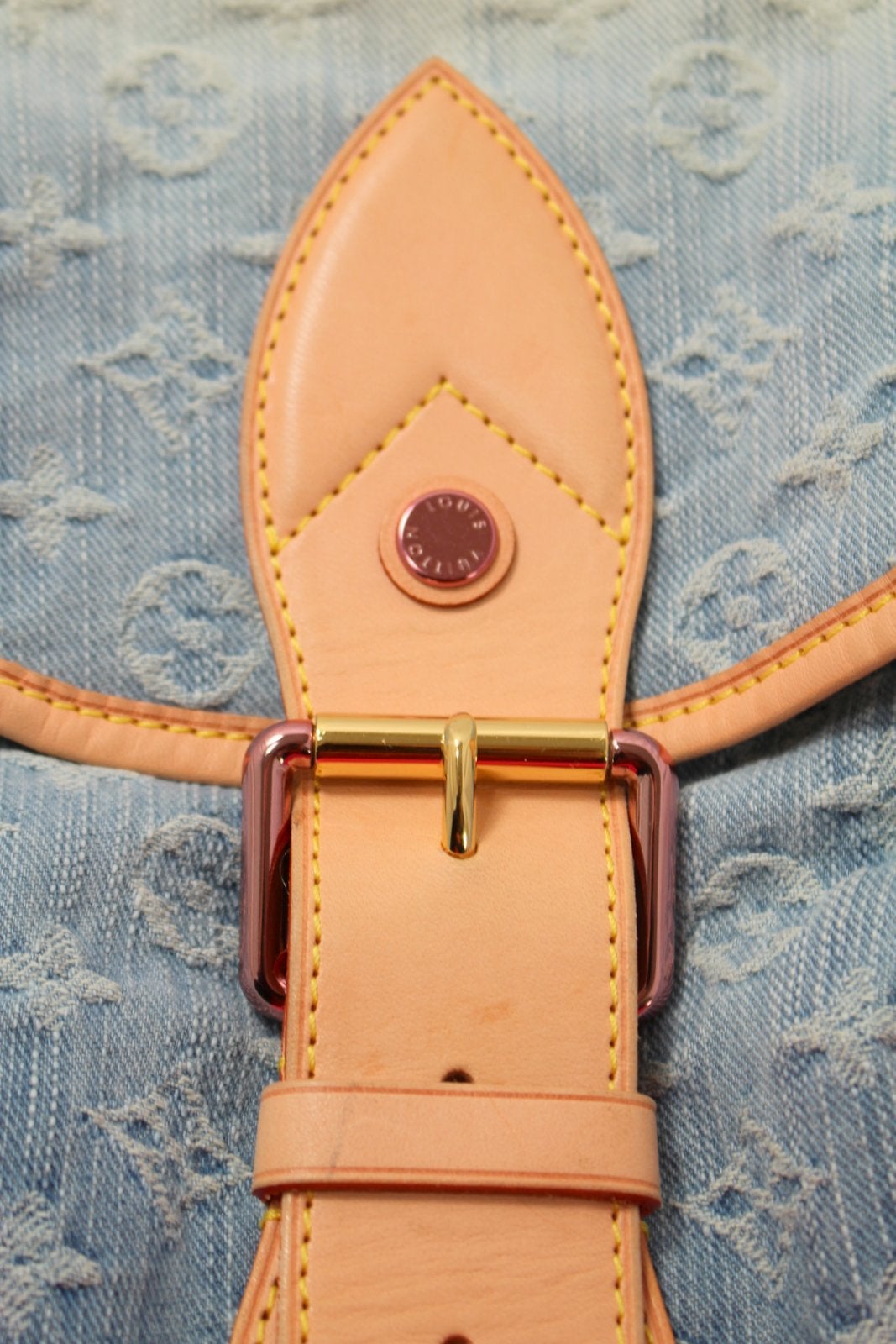 Louis Vuitton Ltd. Ed. Sunburst Crossbody Bag- Denim with Neo Pink For Sale 2