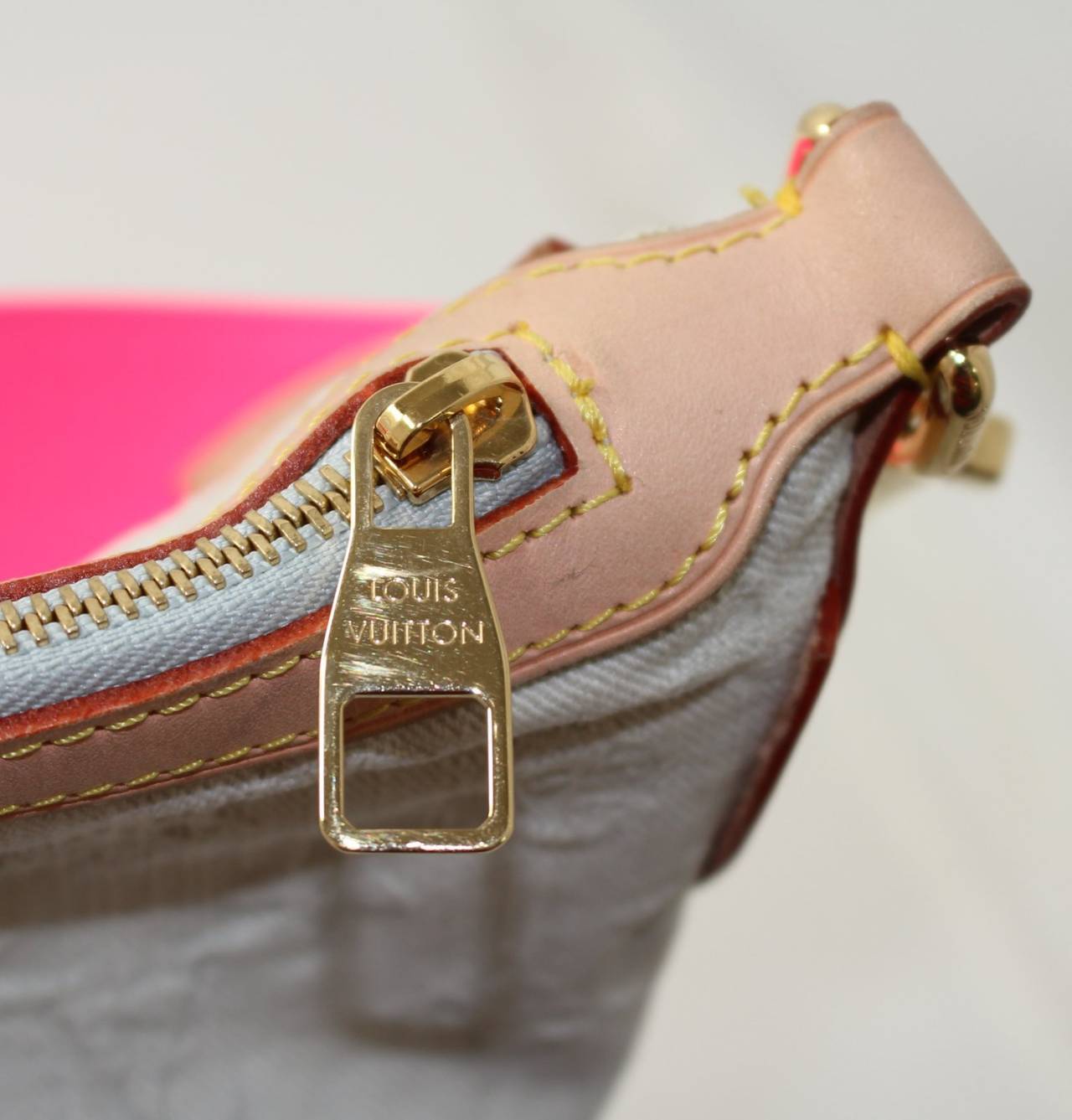 Louis Vuitton Ltd. Ed. Sunburst Crossbody Bag- Denim with Neo Pink For Sale 3
